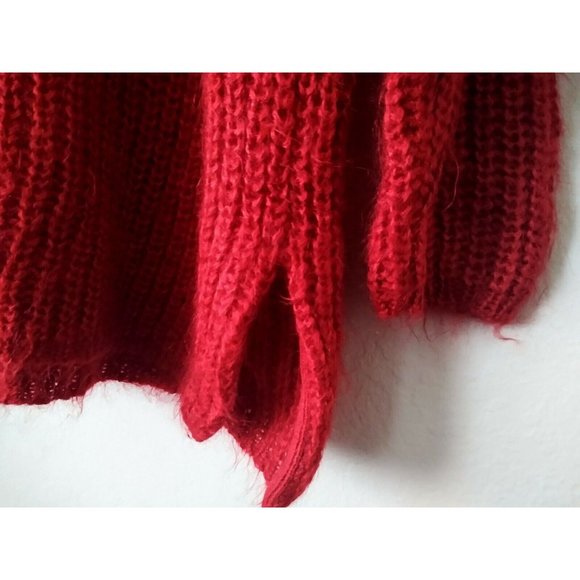 Jennifer Moore Womens Red Vintage Mohair Chunky Pullover V-Neck Sweater 10-12 M - Picture 5 of 11